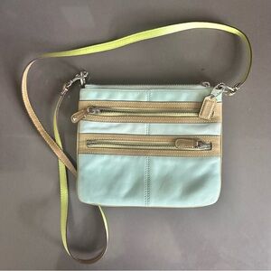 COACH turquoise and green Leather Crossbody Bag